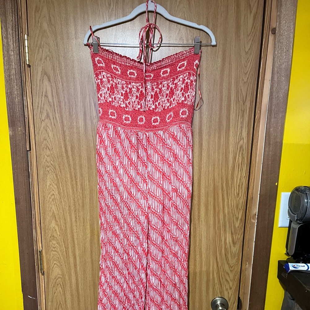 Free People Tube Strapless Jumpsuit Red
